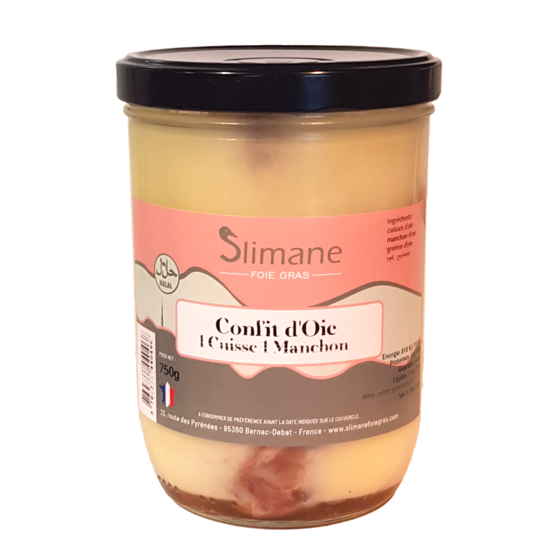 Confit d'oie 1 cuisse,1 manchon 750 g - halal